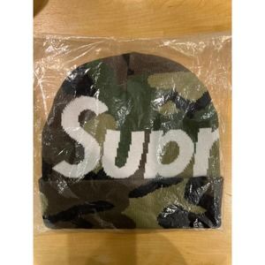 SUPREME Beanie: BIG Logo Woodland Camo